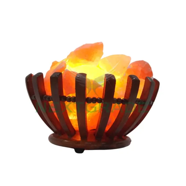 Customized Bowl Himalayan Salt Lamp in Wooden Basket