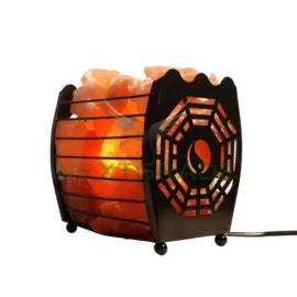 New Design Himalayan Salt Lamp: Metal Basket & Crystals