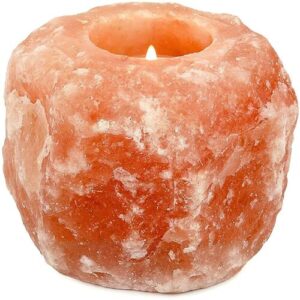 Himalayan Crystal Pink Salt Carved Candle Holders Frontview