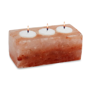 Himalayan Salt Tea Light Rectangle Candle Holder Three Holes