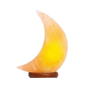 Wholesale Moon Shape Himalayan Salt Lamp with Wood Base