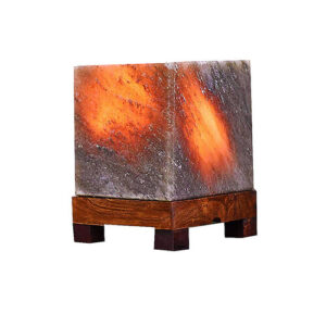 Wholesale Gray Square Salt Lamp with Wooden Base