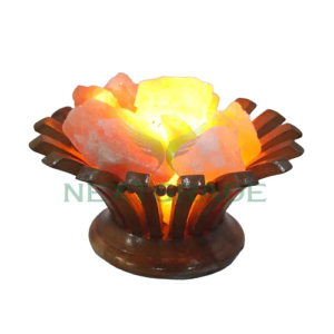 Whole Sale Flower Shape Basket Salt Lamp with Salt Chunks