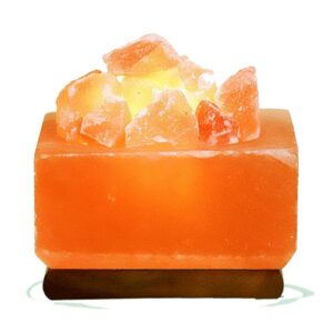 Himalayan Pink Salt Square Fire Bowl with Chunks Lamp