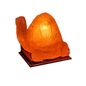 Turtle Shape Himalayan Salt Lamp with Wooden Base - Purifier