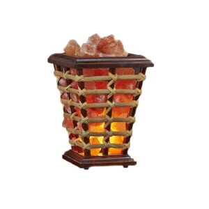 Wooden Basket Himalayan Salt Lamp: Customized Cane Shape