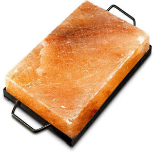 Gourmet Himalayan Salt Slab & Stainless Holder [12x8x2]