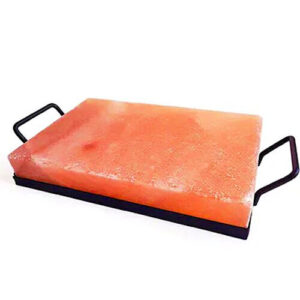 Himalayan Salt Rectangular With Stainless Steel Holder Cooking Slab [12x8x1.5]