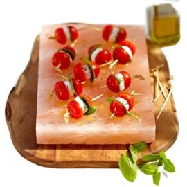 Himalayan Salt Rectangular Cooking Slab With Wooden Base [12x8x1.5]